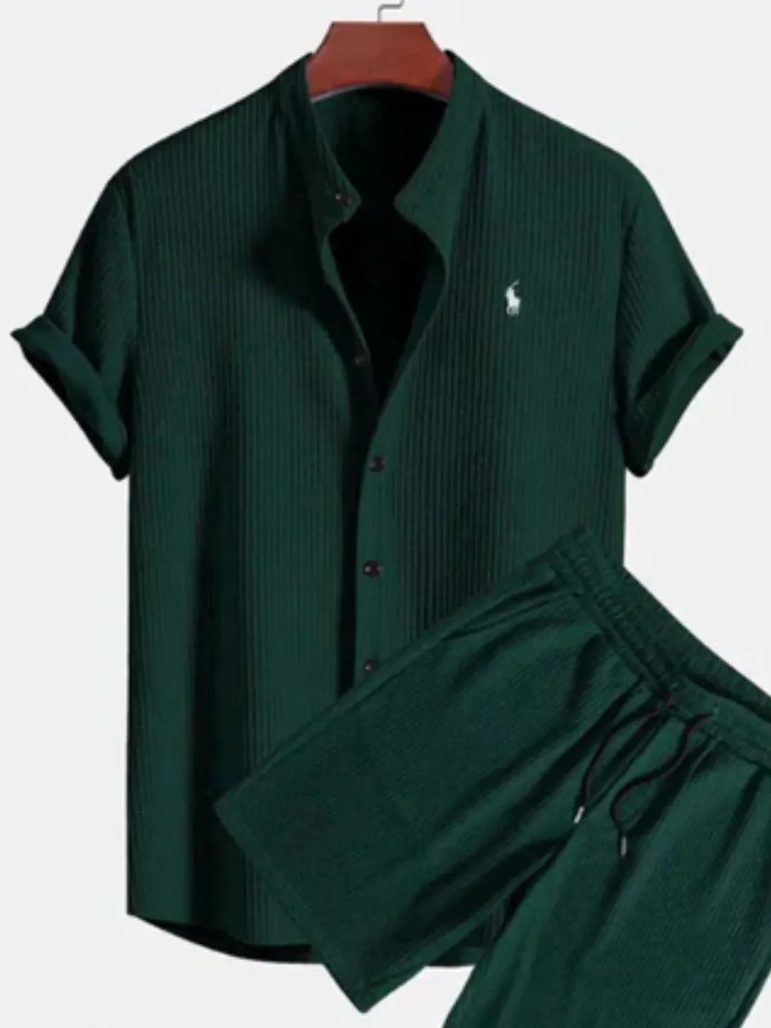 K&S's Men's Casual Loose Shirt & Short Set- casual loose short sleeved short four sided elastic set
