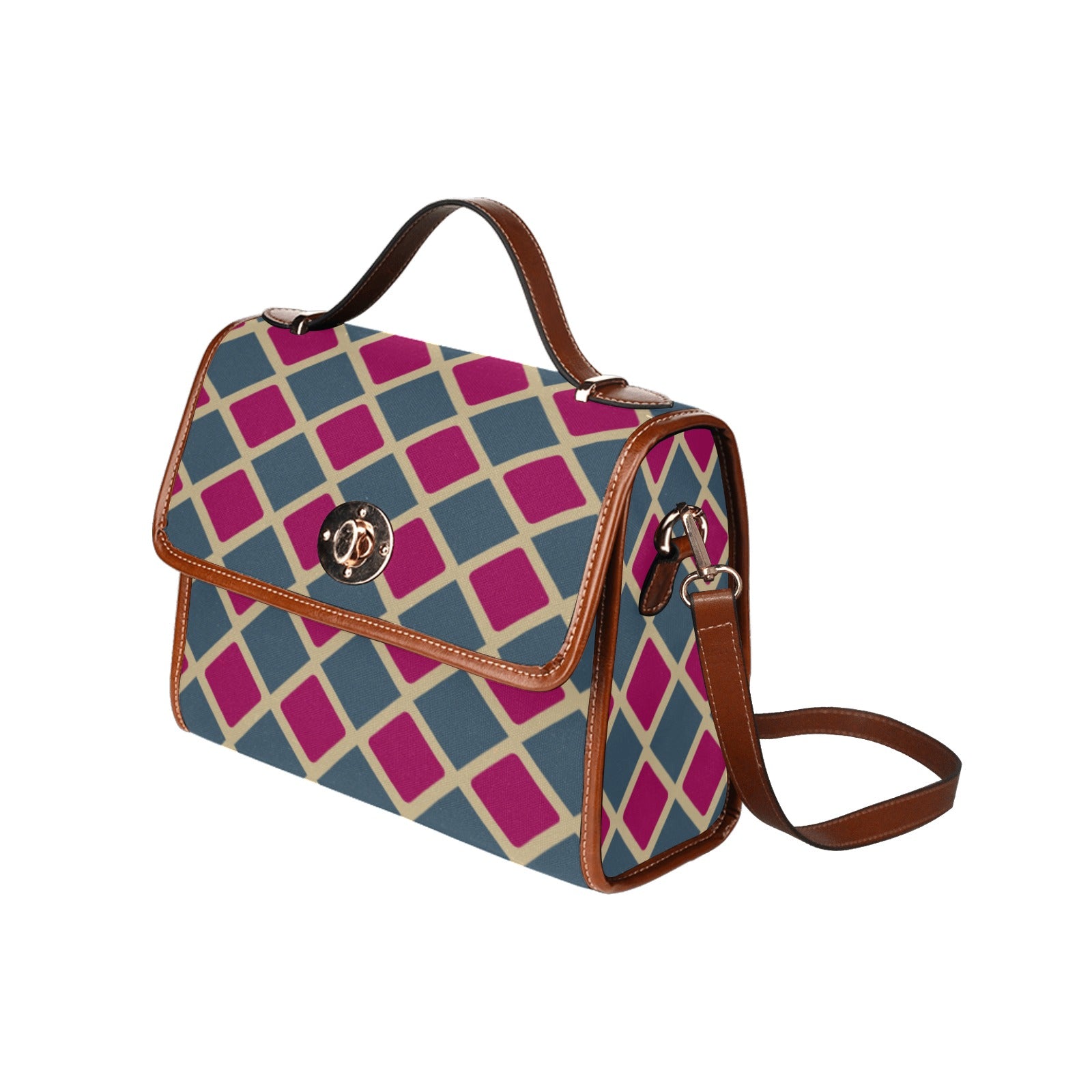 KSC's Custom Design's Waterproof Hand Bag-Brown Handle - 10 Options -Awesome Deal - Pop Art Designs, Polka Dots, Geometric Patterns