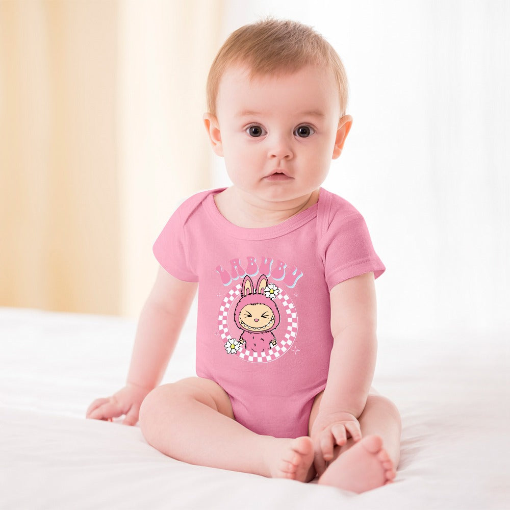 KSC's Cute Baby Labubu Girl Body Suit -Short -Sleeve Baby's Bodysuit
