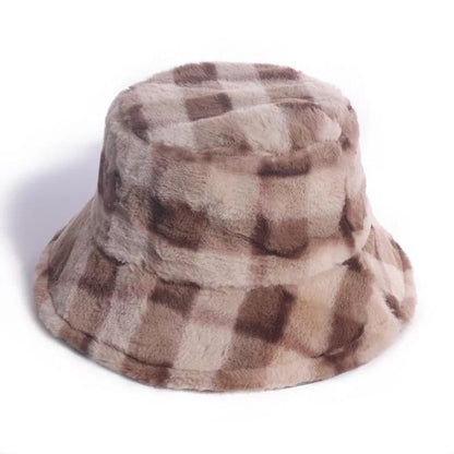 Brown Plaid Bucket Hat, Gingham checkered hat