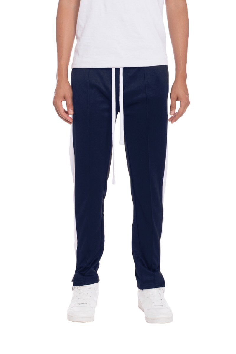 MEN'S TRICOT STRIPED TRACK PANTS- NAVY
