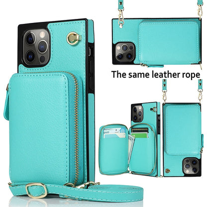 Designer IPHONE Zipper Wallet Case with Adjustable Crossbody Strap for IPhone
