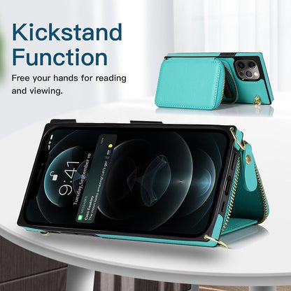 Designer IPHONE Zipper Wallet Case with Adjustable Crossbody Strap for IPhone