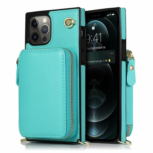 Designer IPHONE Zipper Wallet Case with Adjustable Crossbody Strap for IPhone