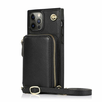 Designer IPHONE Zipper Wallet Case with Adjustable Crossbody Strap for IPhone