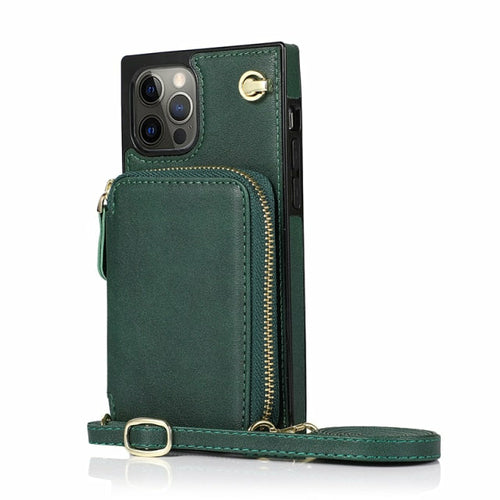 Designer IPHONE Zipper Wallet Case with Adjustable Crossbody Strap for IPhone
