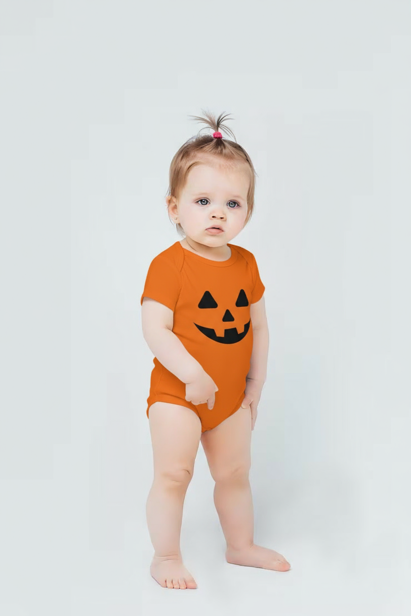 Baby Halloween Pumpkin Short-Sleeve Onesie Set Type 1