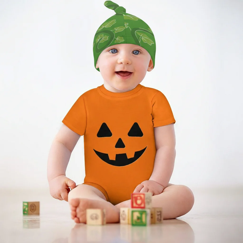 Baby Halloween Pumpkin Short-Sleeve Onesie Set Type 2