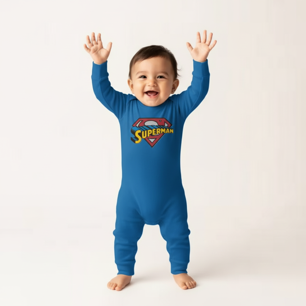 Baby Superman Long Sleeve Onesie Romper with Hat