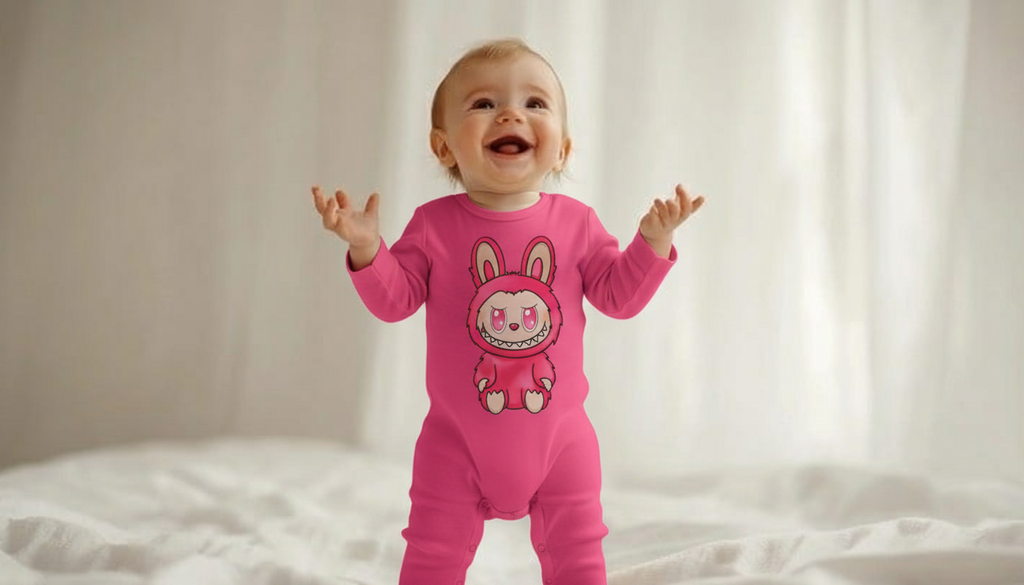 Baby Labubu Long Sleeve Onesie Romper with Hat