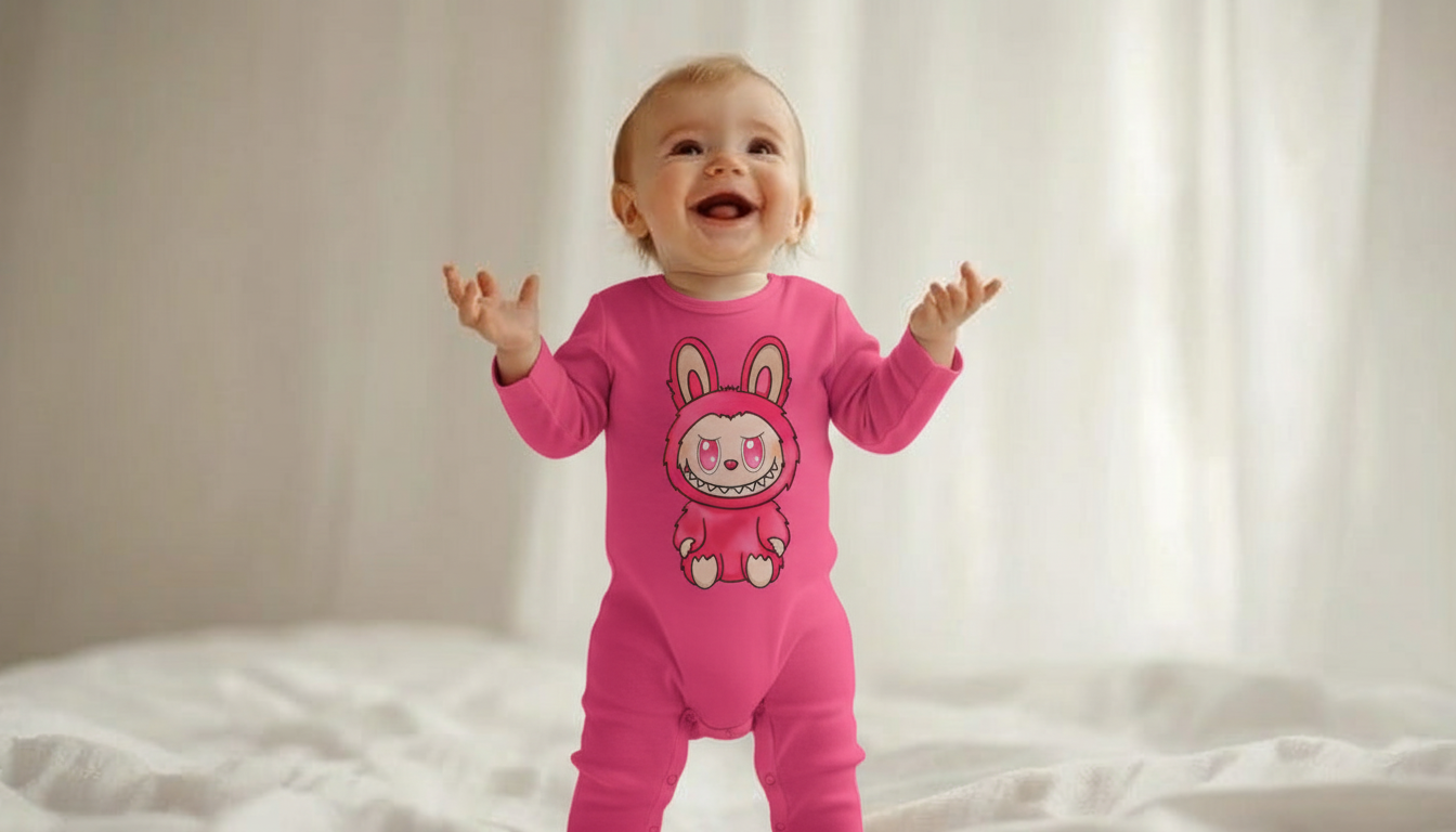 Baby Labubu Long Sleeve Onesie Romper with Hat