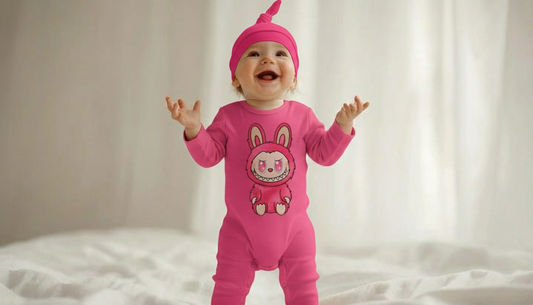 Baby Labubu Long Sleeve Onesie Romper with Hat