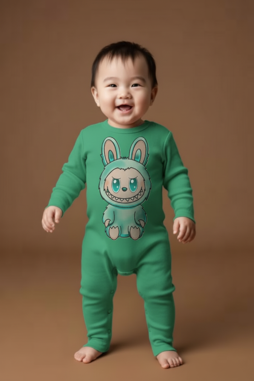 Baby Labubu Long Sleeve Onesie Romper With Hat