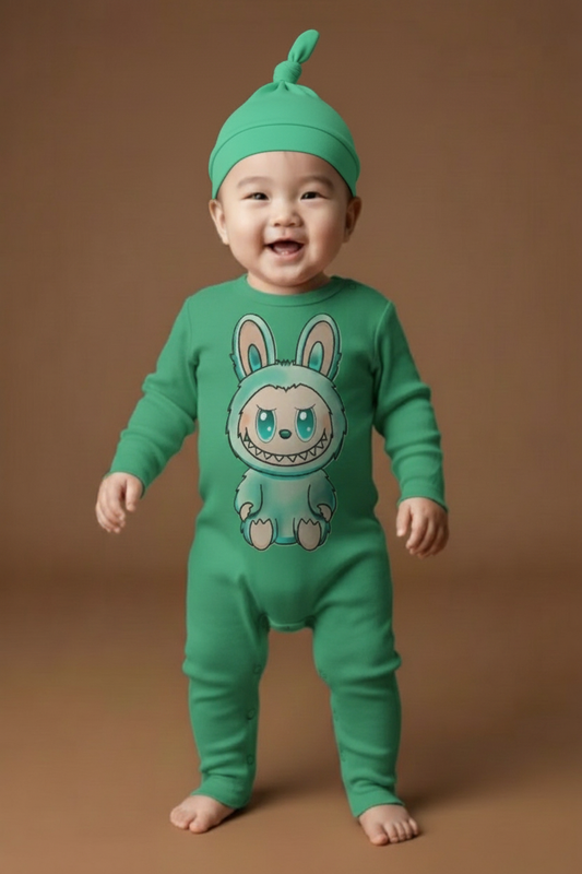 Baby Labubu Long Sleeve Onesie Romper With Hat