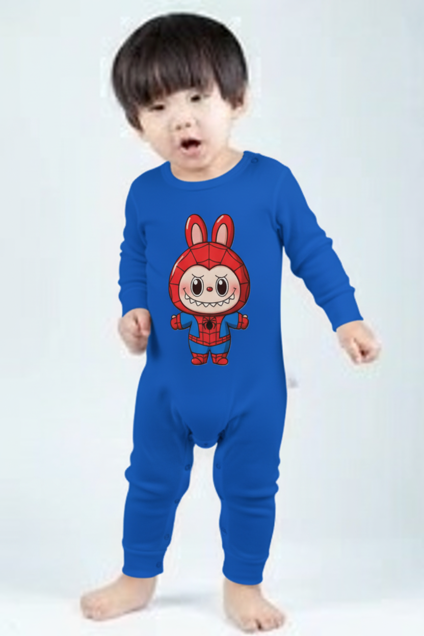 Spiderman Labubu Onesie Romper Blue with Hat