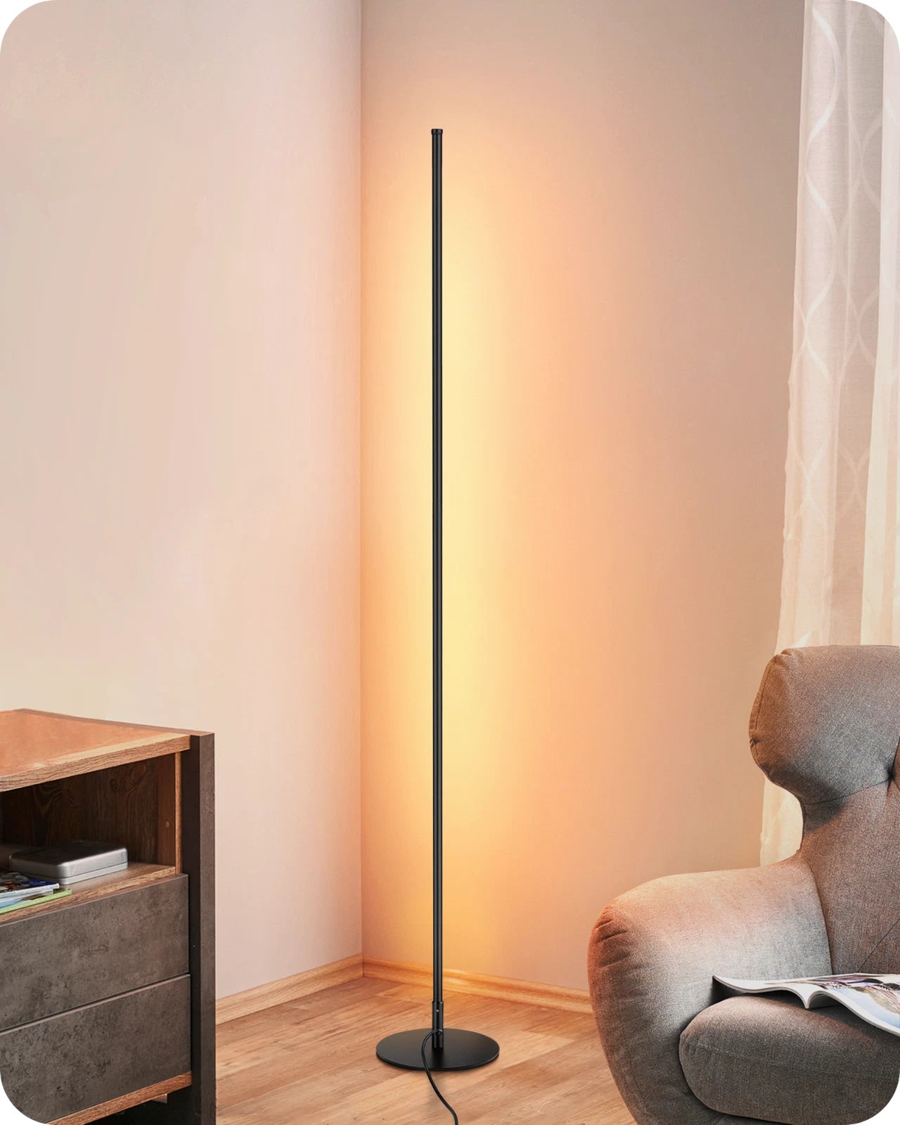 Nordic line lights, Instagram style, minimalist living room, bedroom, bedside decorative lights, personalized long strip wall corner lights, LED floor lights