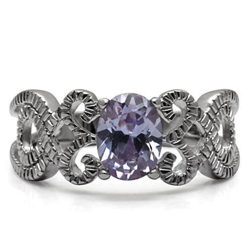 Beautiful Amethyst Silver Ring TK079 - High polished (no plating) Stainless Steel Ring with AAA Grade
