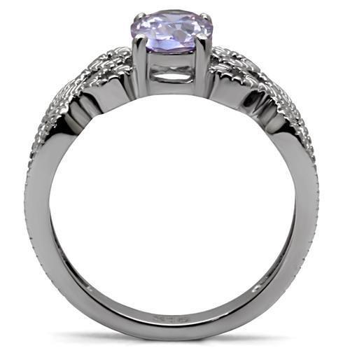 Beautiful Amethyst Silver Ring TK079 - High polished (no plating) Stainless Steel Ring with AAA Grade