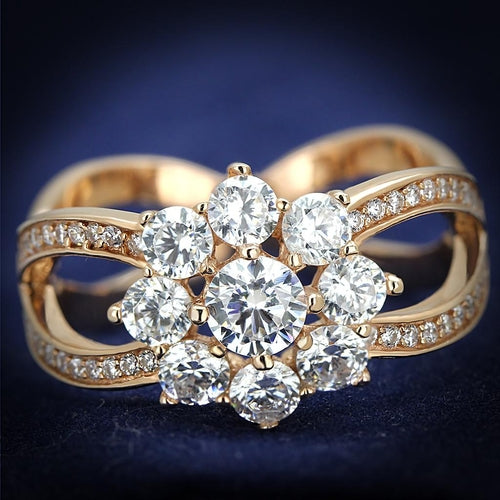 BEAUTIFUL ROSE GOLD CZ RING TS586 - Rose Gold 925 Sterling Silver Ring with AAA Grade CZ  in Clear