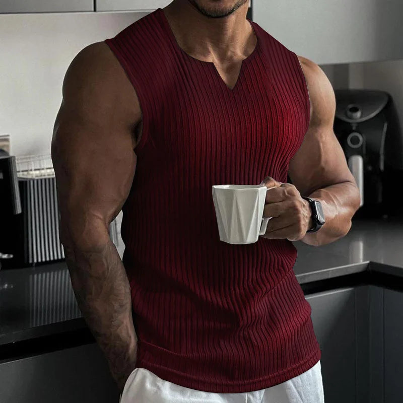 New Summer Men V-neck Vest stripe gym Tank top Men Fitness sleeveless shirt Sports Undershirt Gyms clothing Training vest