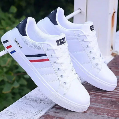 Men Sneakers Casual Shoes Men Flats Zapatillas Hombre Lightweight Pu Leather Breathable Shoe Mens White Sports Tennis Shoes