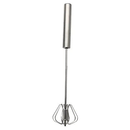 Kitchen Stainless Steel Whisk Creamer Semi-automatic Rotary Whisk Beech Wood Vase Handle Hand Mixer G041