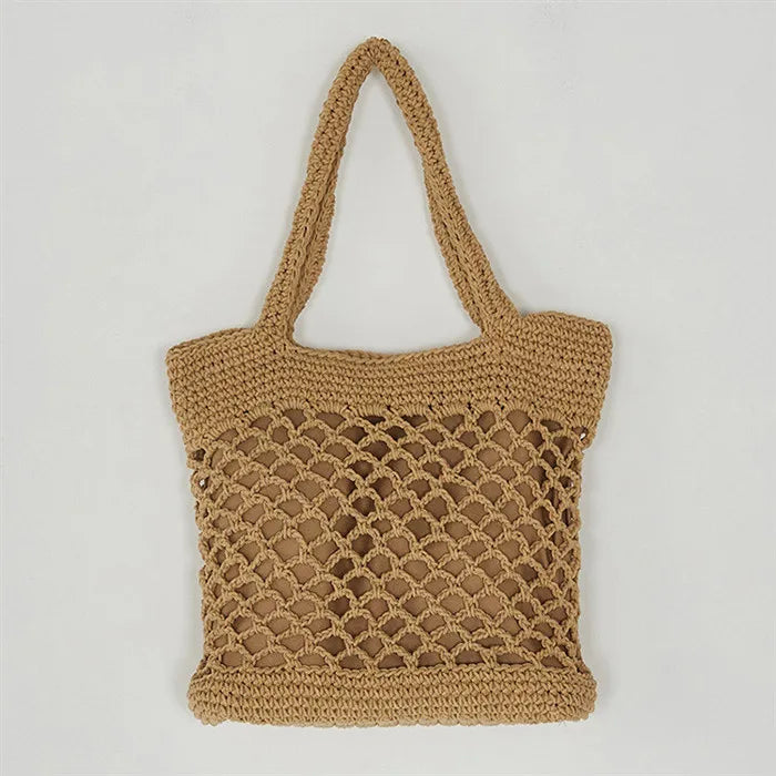 Super Fire Hollow Fishing Net Woven Bag Artistic Small Travel Beach Hand Bill of Lading Shoulder Bags