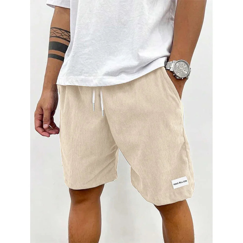 Summer Men Corduroy Sweatpants Casual Shorts Men's Beach Shorts Basketball Short Trousers Solid Color Label Sportswear Men