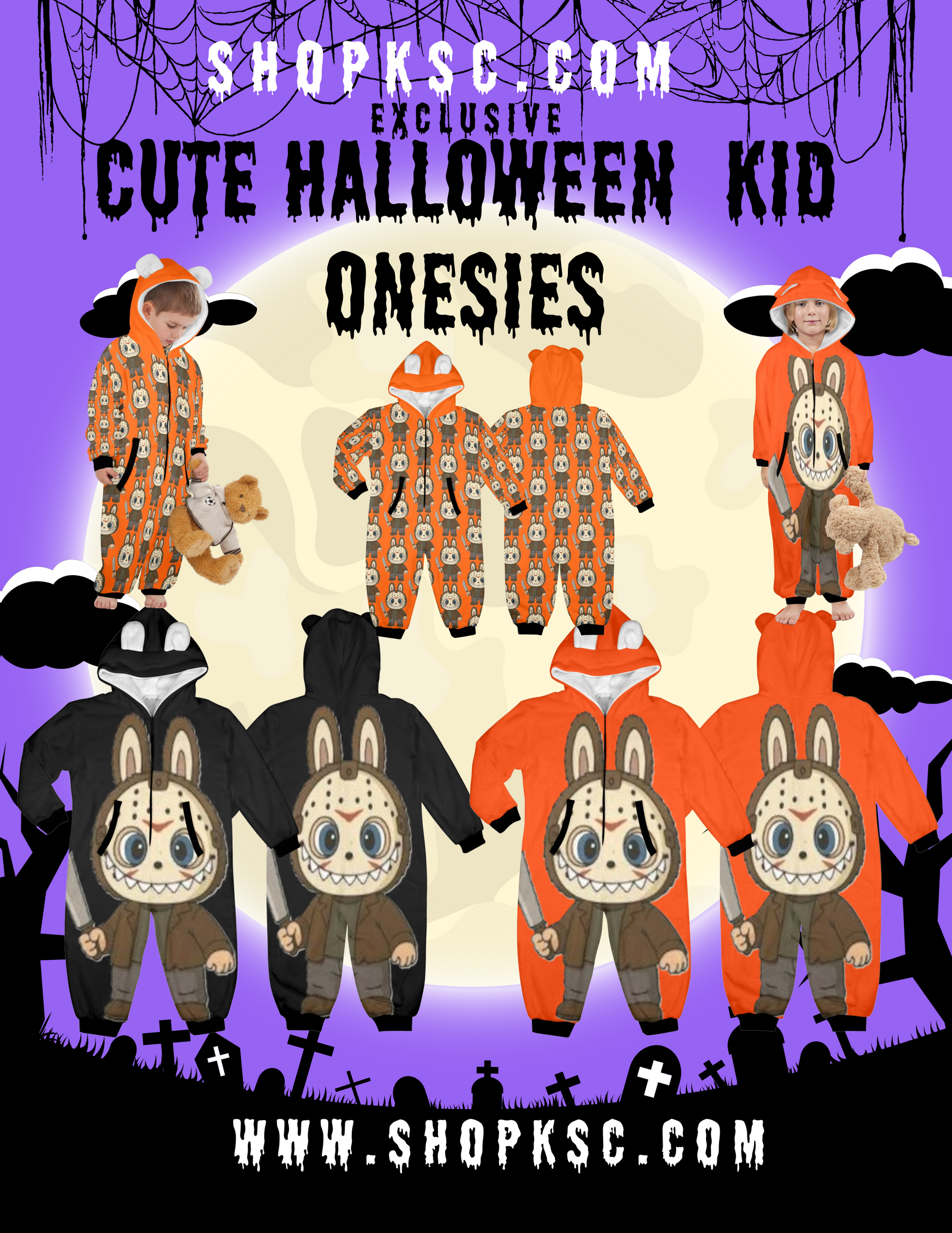 KSC's Halloween Exclusive Little Kids Unisex Onesie Labubu Jason Friday 13th